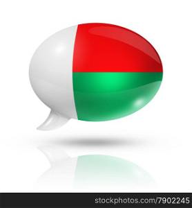 three dimensional Madagascar flag in a speech bubble isolated on white with clipping path. Madagascar flag speech bubble