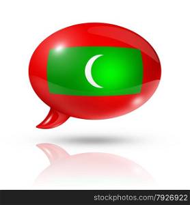 three dimensional Maldives flag in a speech bubble isolated on white with clipping path. Maldives flag speech bubble