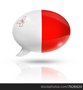 three dimensional Malta flag in a speech bubble isolated on white with clipping path. Malta flag speech bubble