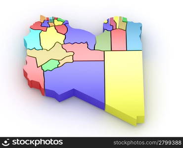 Three-dimensional map of Australia on white isolated background. 3d