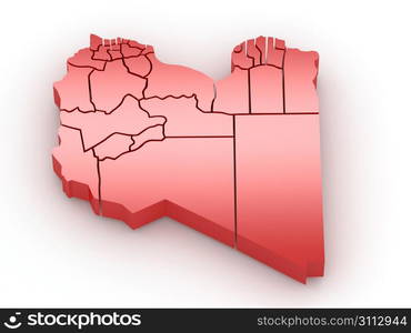 Three-dimensional map of Australia on white isolated background. 3d