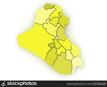 Three-dimensional map of Iraq on white isolated background. 3d