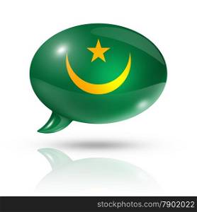 three dimensional Mauritania flag in a speech bubble isolated on white with clipping path. Mauritanian flag speech bubble