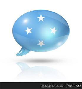 three dimensional Micronesia flag in a speech bubble isolated on white with clipping path. Micronesian flag speech bubble