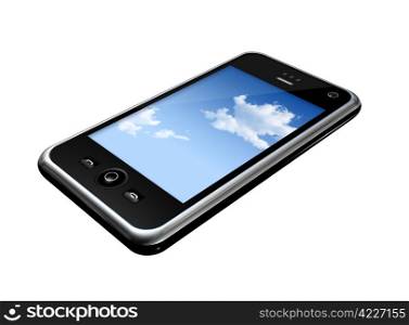 three dimensional mobile phone isolated on white whith clipping path. mobile phone