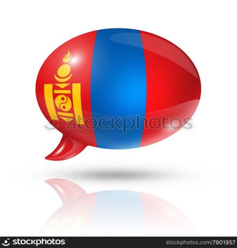 three dimensional Mongolia flag in a speech bubble isolated on white with clipping path. Mongolia flag speech bubble