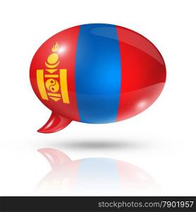 three dimensional Mongolia flag in a speech bubble isolated on white with clipping path. Mongolia flag speech bubble