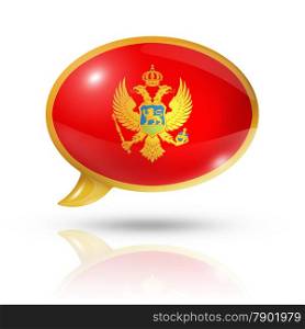 three dimensional Montenegro flag in a speech bubble isolated on white with clipping path. Montenegro flag speech bubble