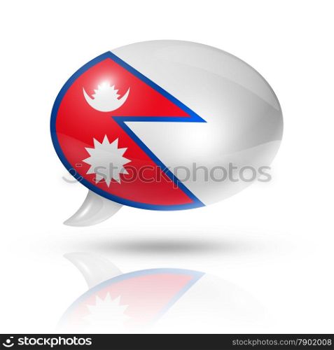 three dimensional Nepal flag in a speech bubble isolated on white with clipping path. Nepalese flag speech bubble