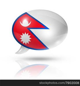 three dimensional Nepal flag in a speech bubble isolated on white with clipping path. Nepalese flag speech bubble