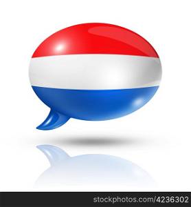 three dimensional Netherlands flag in a speech bubble isolated on white with clipping path. Netherlands flag speech bubble