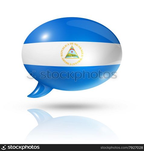 three dimensional Nicaragua flag in a speech bubble isolated on white with clipping path. Nicaragua flag speech bubble