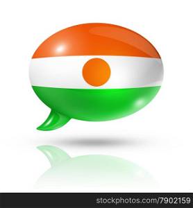 three dimensional Niger flag in a speech bubble isolated on white with clipping path. Niger flag speech bubble