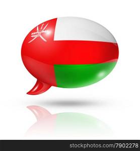 three dimensional Oman flag in a speech bubble isolated on white with clipping path. Oman flag speech bubble