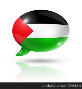 three dimensional Palestine flag in a speech bubble isolated on white with clipping path. Palestinian flag speech bubble