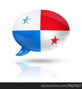 three dimensional Panama flag in a speech bubble isolated on white with clipping path. Panama flag speech bubble