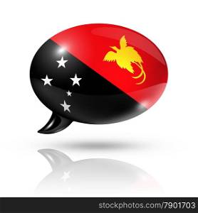 three dimensional Papua New Guinea flag in a speech bubble isolated on white with clipping path. Papua New Guinea flag speech bubble