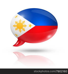 three dimensional Philippines flag in a speech bubble isolated on white with clipping path. Philippines flag speech bubble