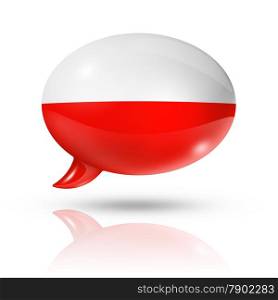 three dimensional Poland flag in a speech bubble isolated on white with clipping path. Polish flag speech bubble