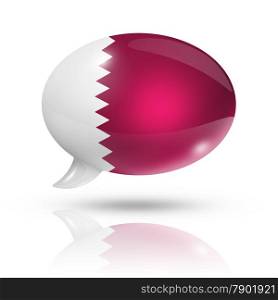 three dimensional Qatar flag in a speech bubble isolated on white with clipping path. Qatar flag speech bubble