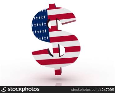 Three dimensional render of the American Dollar symbol