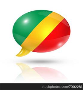 three dimensional Republic of the Congo flag in a speech bubble isolated on white with clipping path. Republic of the Congo flag speech bubble