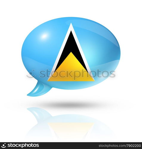 three dimensional Saint Lucia flag in a speech bubble isolated on white with clipping path. Saint Lucia flag speech bubble