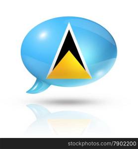 three dimensional Saint Lucia flag in a speech bubble isolated on white with clipping path. Saint Lucia flag speech bubble