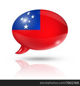 three dimensional Samoa flag in a speech bubble isolated on white with clipping path. Samoa flag speech bubble
