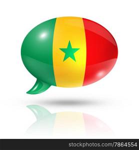 three dimensional Senegal flag in a speech bubble isolated on white with clipping path. Senegalese flag speech bubble