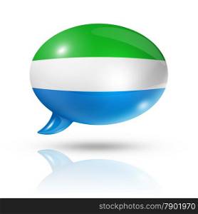 three dimensional Sierra Leone flag in a speech bubble isolated on white with clipping path. Sierra Leone flag speech bubble