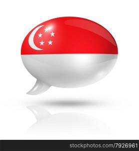 three dimensional Singapore flag in a speech bubble isolated on white with clipping path. Singapore flag speech bubble