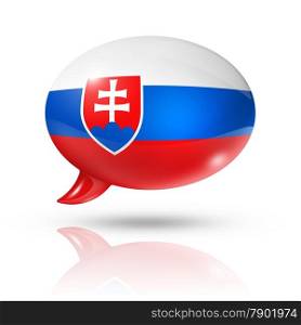 three dimensional Slovakia flag in a speech bubble isolated on white with clipping path. Slovakian flag speech bubble