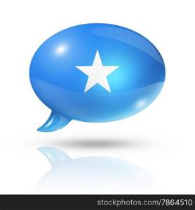 three dimensional Somalia flag in a speech bubble isolated on white with clipping path. Somalian flag speech bubble