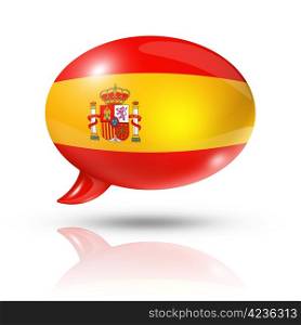 three dimensional Spain flag in a speech bubble isolated on white with clipping path. Spanish flag speech bubble