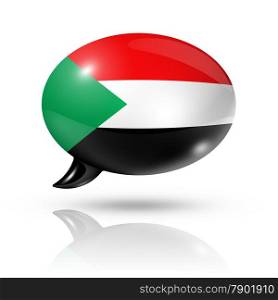 three dimensional Sudan flag in a speech bubble isolated on white with clipping path. Sudanese flag speech bubble