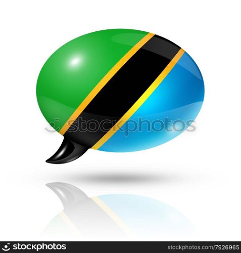 three dimensional Tanzania flag in a speech bubble isolated on white with clipping path. Tanzanian flag speech bubble