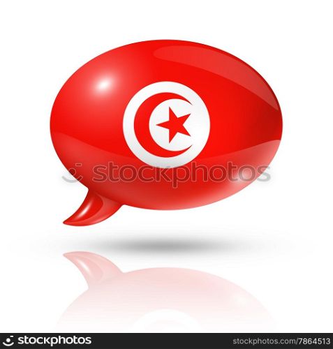 three dimensional Tunisia flag in a speech bubble isolated on white with clipping path. Tunisian flag speech bubble