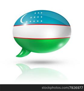 three dimensional Uzbekistan flag in a speech bubble isolated on white with clipping path. Uzbekistan flag speech bubble