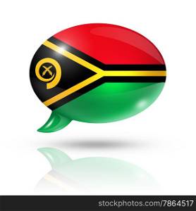 three dimensional Vanuatu flag in a speech bubble isolated on white with clipping path. Vanuatu flag speech bubble