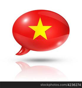 three dimensional Vietnam flag in a speech bubble isolated on white with clipping path. Vietnamese flag speech bubble