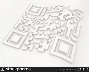 Three-dimensional white bar code. Abstract background. 3d
