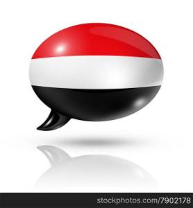 three dimensional Yemen flag in a speech bubble isolated on white with clipping path. Yemen flag speech bubble