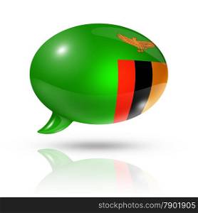 three dimensional Zambia flag in a speech bubble isolated on white with clipping path. Zambian flag speech bubble