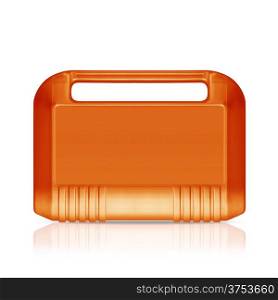 Three dimentional tool box or Toolkit isolated on white. (with clipping work path). Orange Toolkit