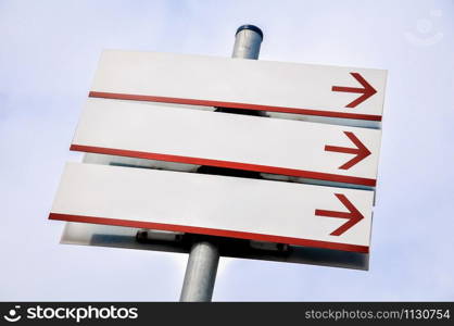 Three direction signs with copy-space for text