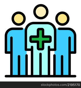 Three doctors icon. Outline three doctors vector icon color flat isolated. Three doctors icon color outline vector