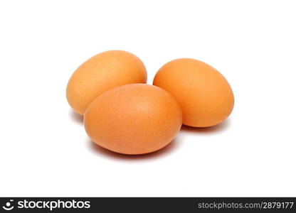 Three eggs isolated on white