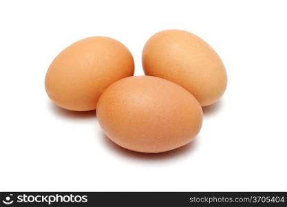 three eggs isolated on white