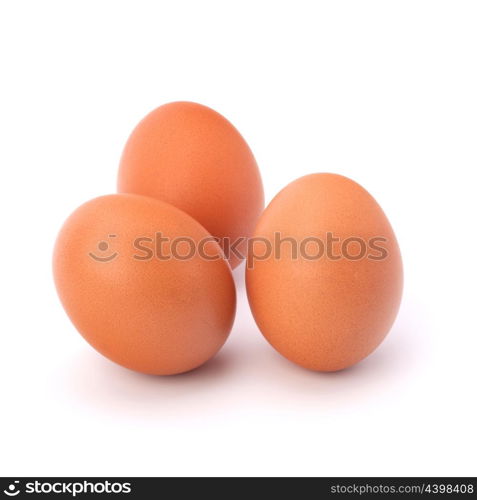 three eggs isolated on white background